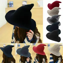 1Pcs for Women Party Hats Vintage Halloween Witch Hat Woolen Long Point Hat Magical Hat Festival Party Cosplay Decoration Caps