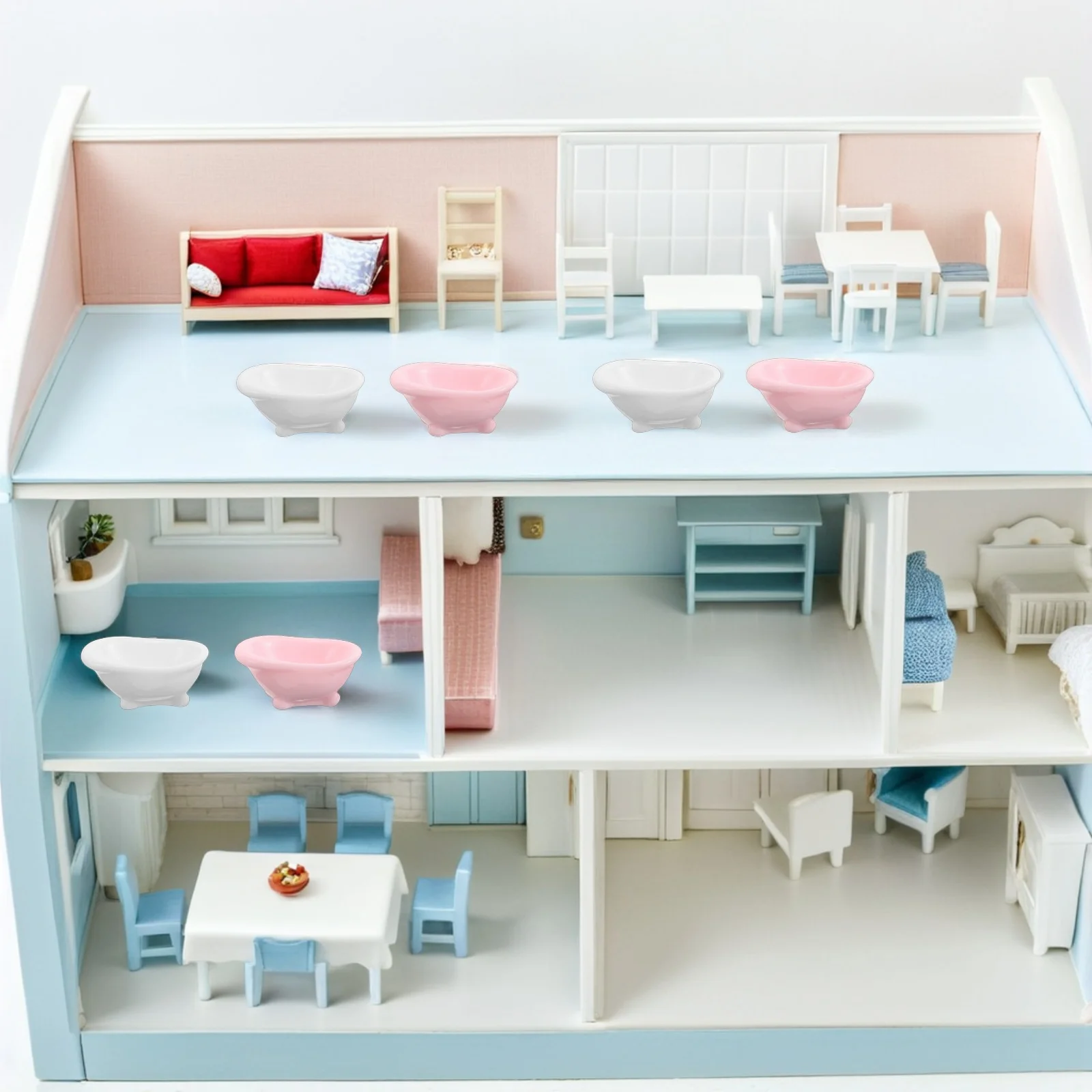 

20 Pcs Micro-landscape Bathtub Ornaments Mini Toy Manual Plastic Dollhouse Bathtubs Models