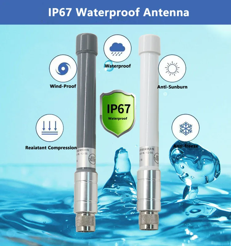 Amplificador de punto de acceso de helio para exteriores, antena FRP de banda completa 5G, 4G, LTE, 3G, GSM, 600 ~ 6000Mhz, 8dbi, Omni, WiFi, fibra