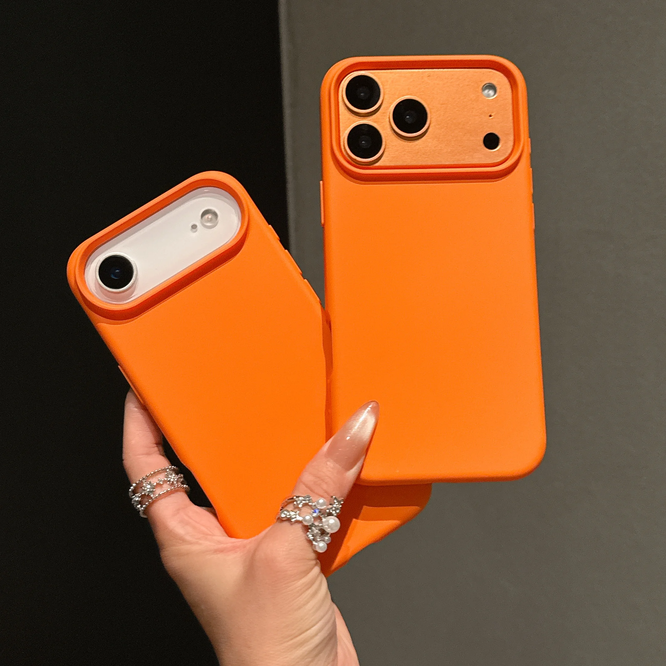 Original Flüssigsilikon Orange Farbe Hülle für iPhone 17 Pro Max 17 16 15 14 13 12 11 Pro Max Mini Plus rutschfeste Stoßstangenabdeckung – Detail 4