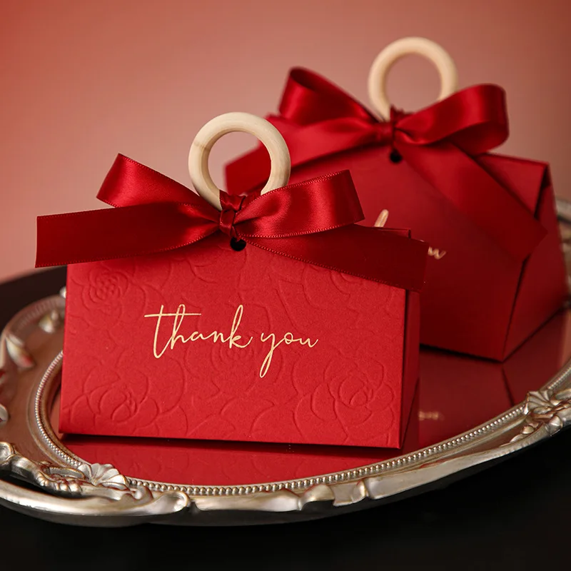 10/30/50 Pcs Wedding Candy Box Red Triangle Candy Gift Packaging Box DIY Creative Candy Box Birthday Favors Decor Party Supplies view 2