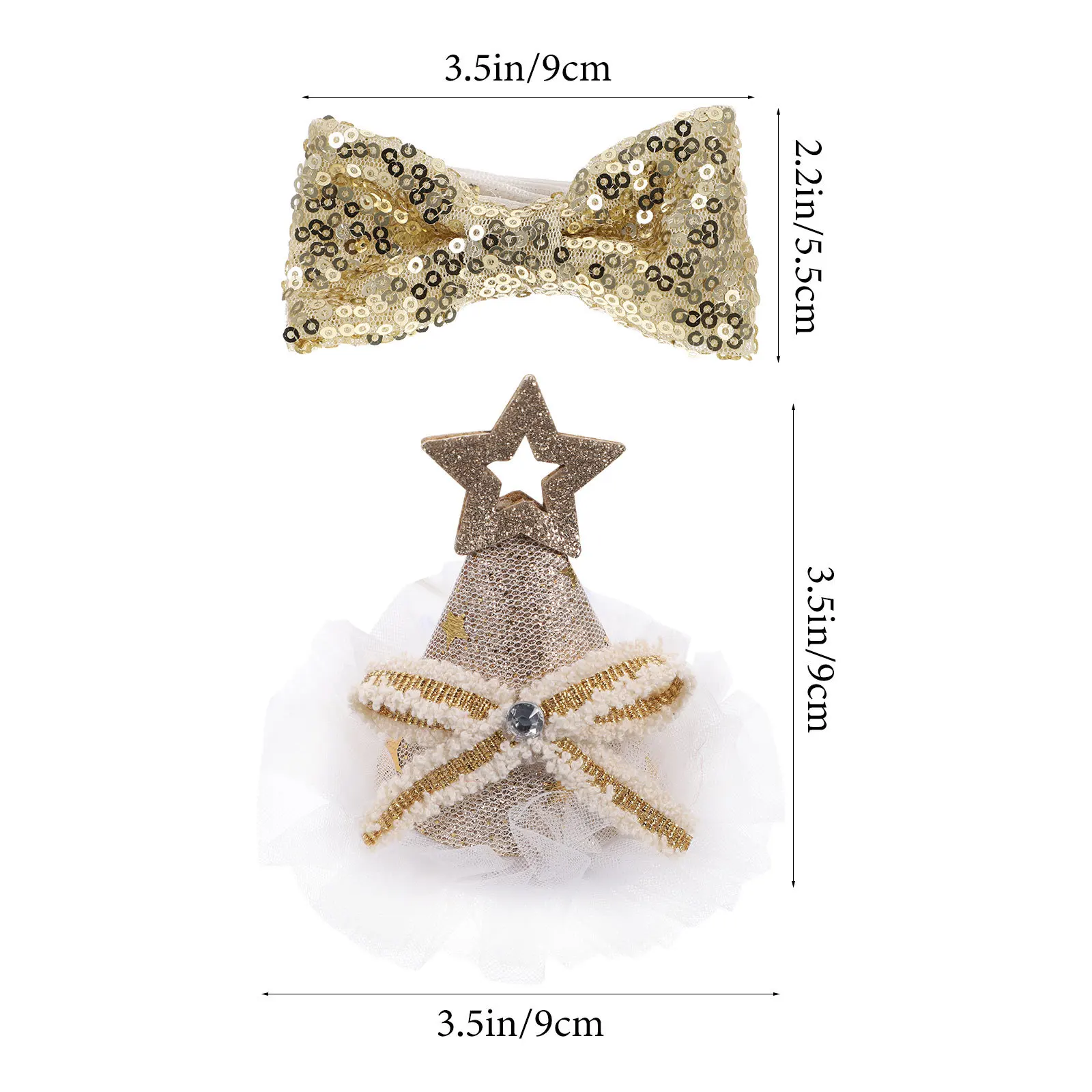 

SUPVOX Cat Dog Birthday Hat Collar Bow Tie Set for Small Pets Puppy Grooming Accessories Cotton Polyester Golden Sequin