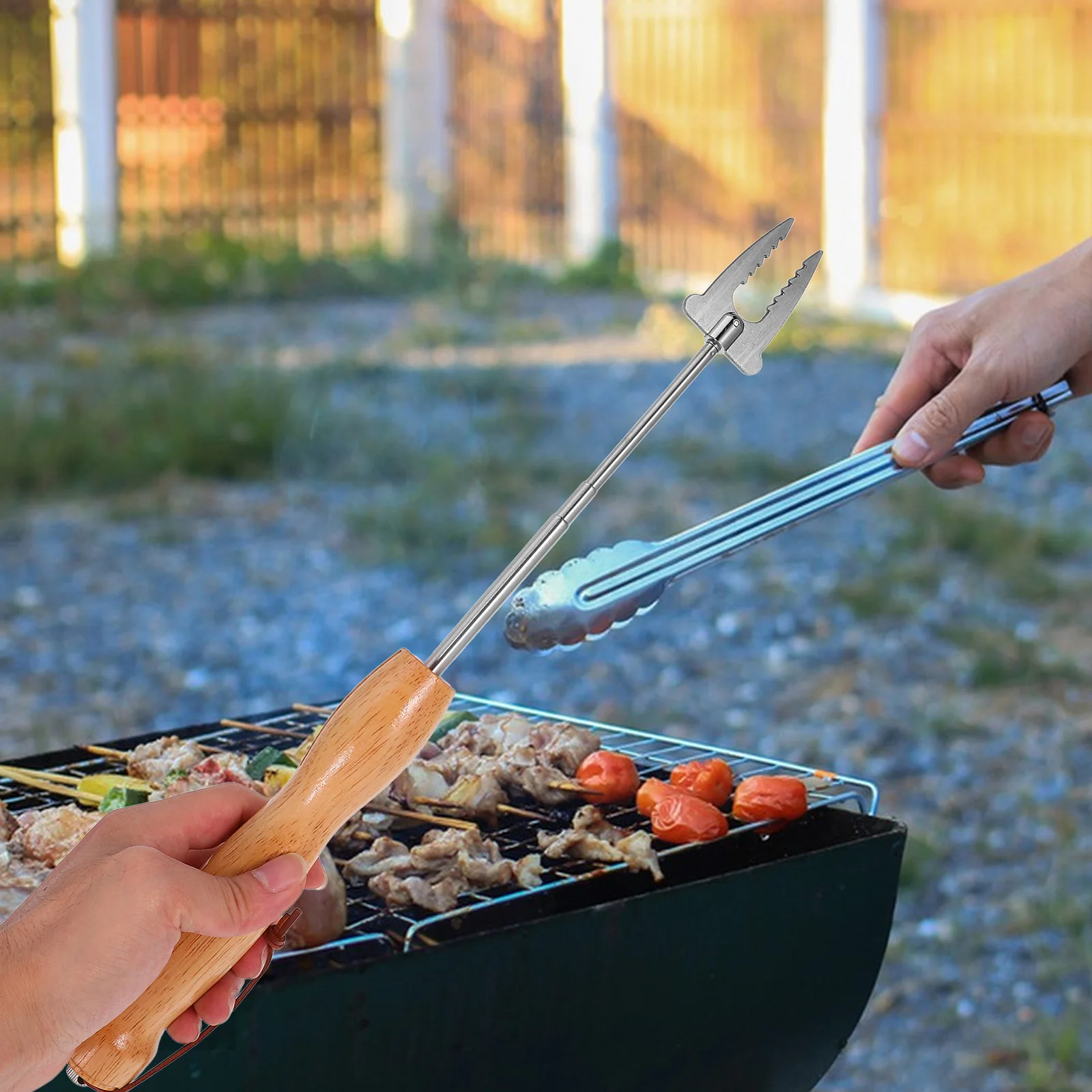 

Adjustable Stainless Steel Retractable Barbecue Forks Roasting Skewers For Grilling Meat Vegetables Marshmallows Campfire