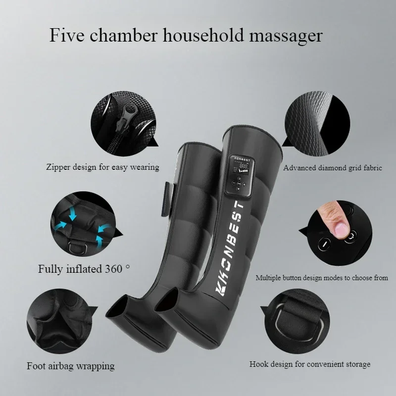 Five chamber household massager, wireless air wave leg massager, air pressure massage, slimming leg device