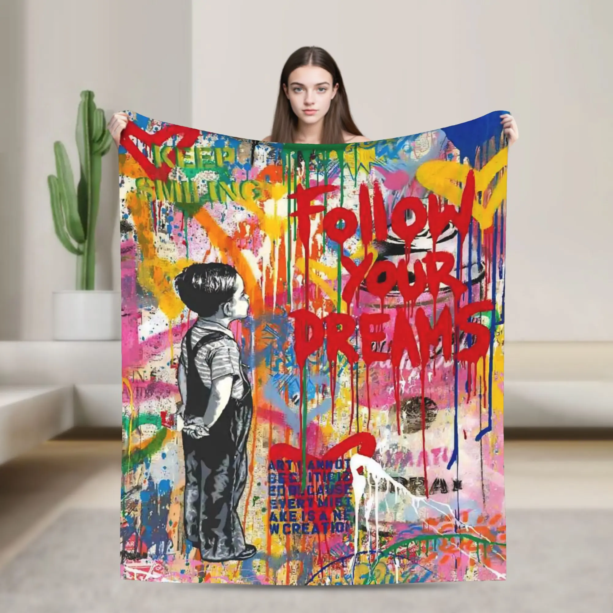Banksys art Print Blanket For Men Women Super Soft Warm  Throw Blankets for Couch 50x60 Inches Multiple Sizes