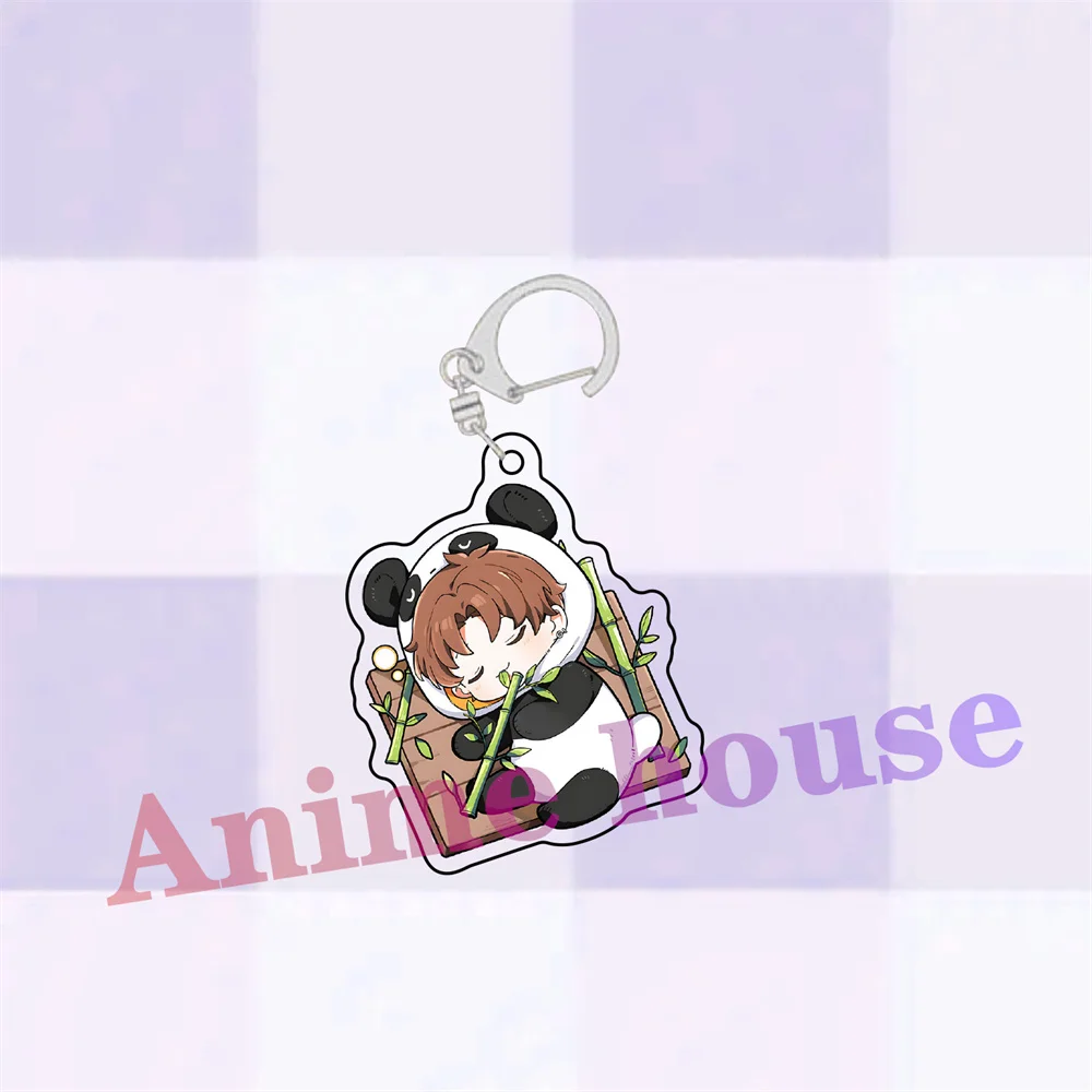 New  light and night love keychain Panda series cute bag decoration acrylic keychain 6cm decorative Cute accessories