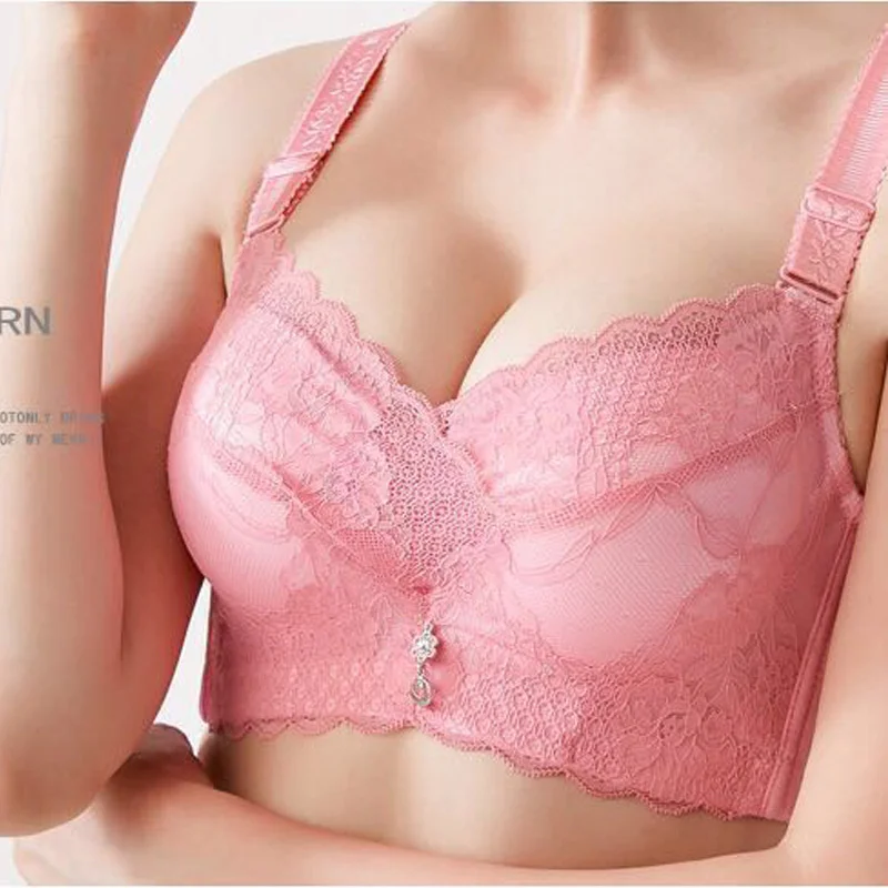 Women's bra Feeling Without Steel Ring Gathered Thickened Bra Breathable Small Chest 6cm Sexy Lace Adjusted Underwear Girl