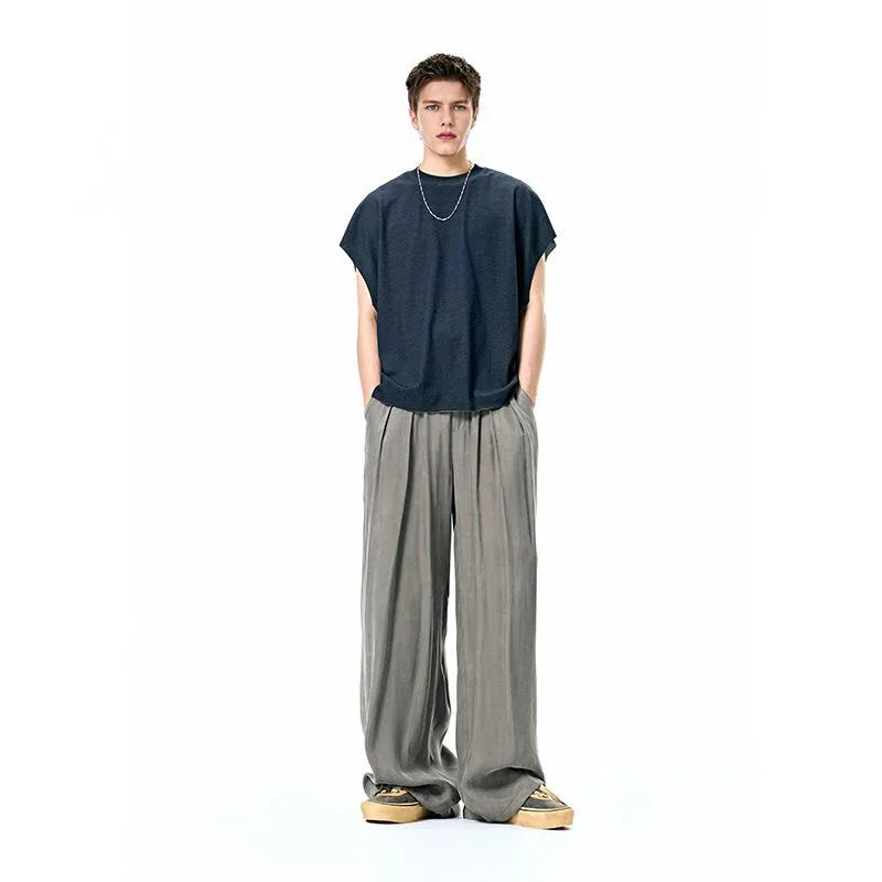 

Clothing Casual And Fashion Style Solid Color Pants Spring Summer Trendy Brand Draped Ice Silk Pants Wide Leg Pants Unisex DS8I
