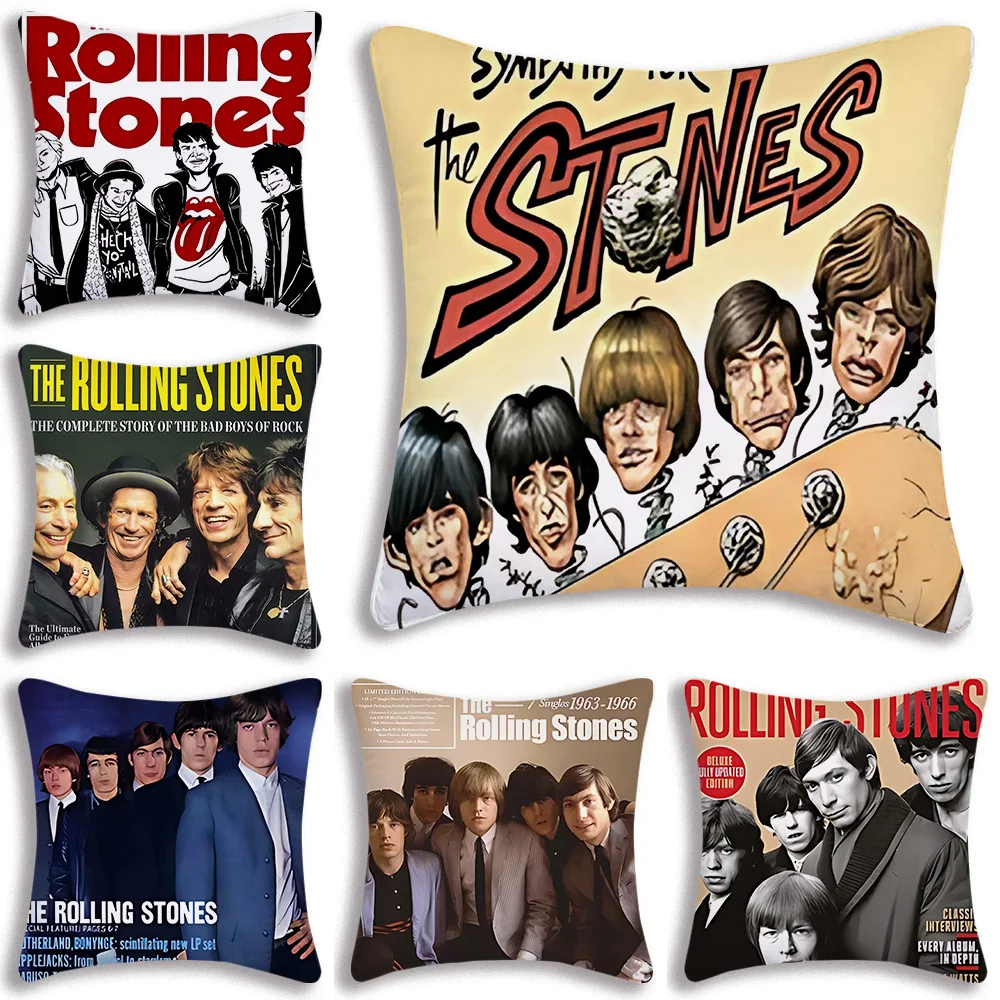 Rolling Stones Hot Band Wall Pillow Covers Cartoon Sofa Decorative Home Double-sided Printing Short Plush Cute Cushion Cover