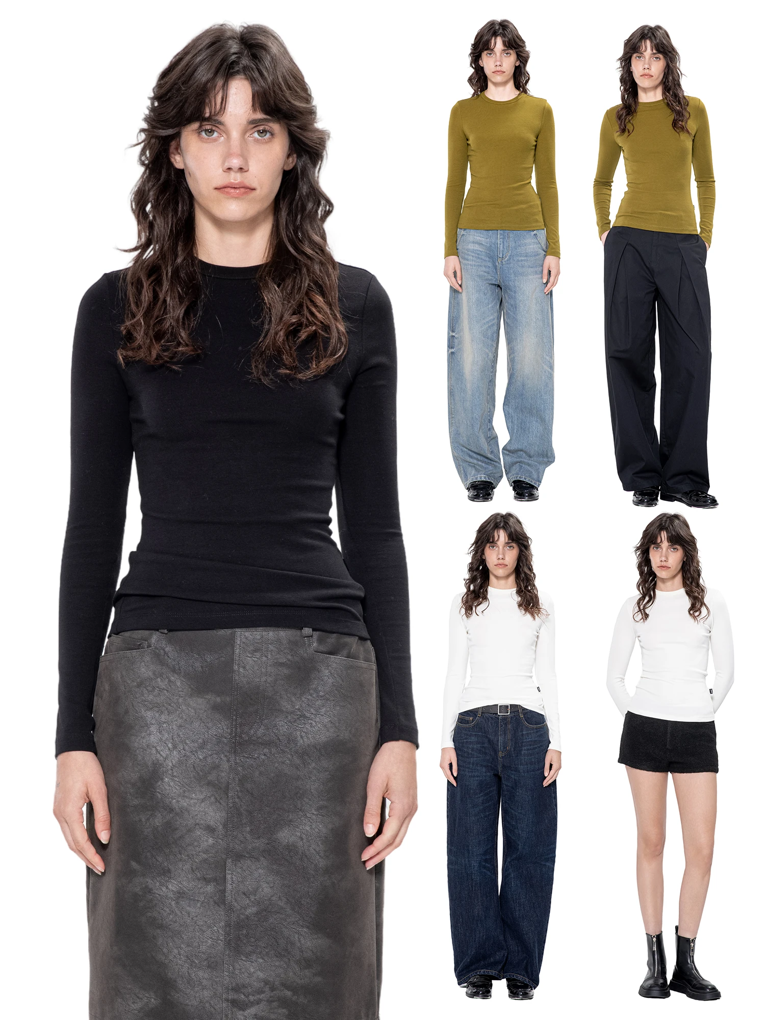 

Slim Fit Long Sve T-irt Inner Wear Outer Wear Bla Hole 2025 Autumn Winter New Sle Cleanfit Cotton Blend Comfortable ...