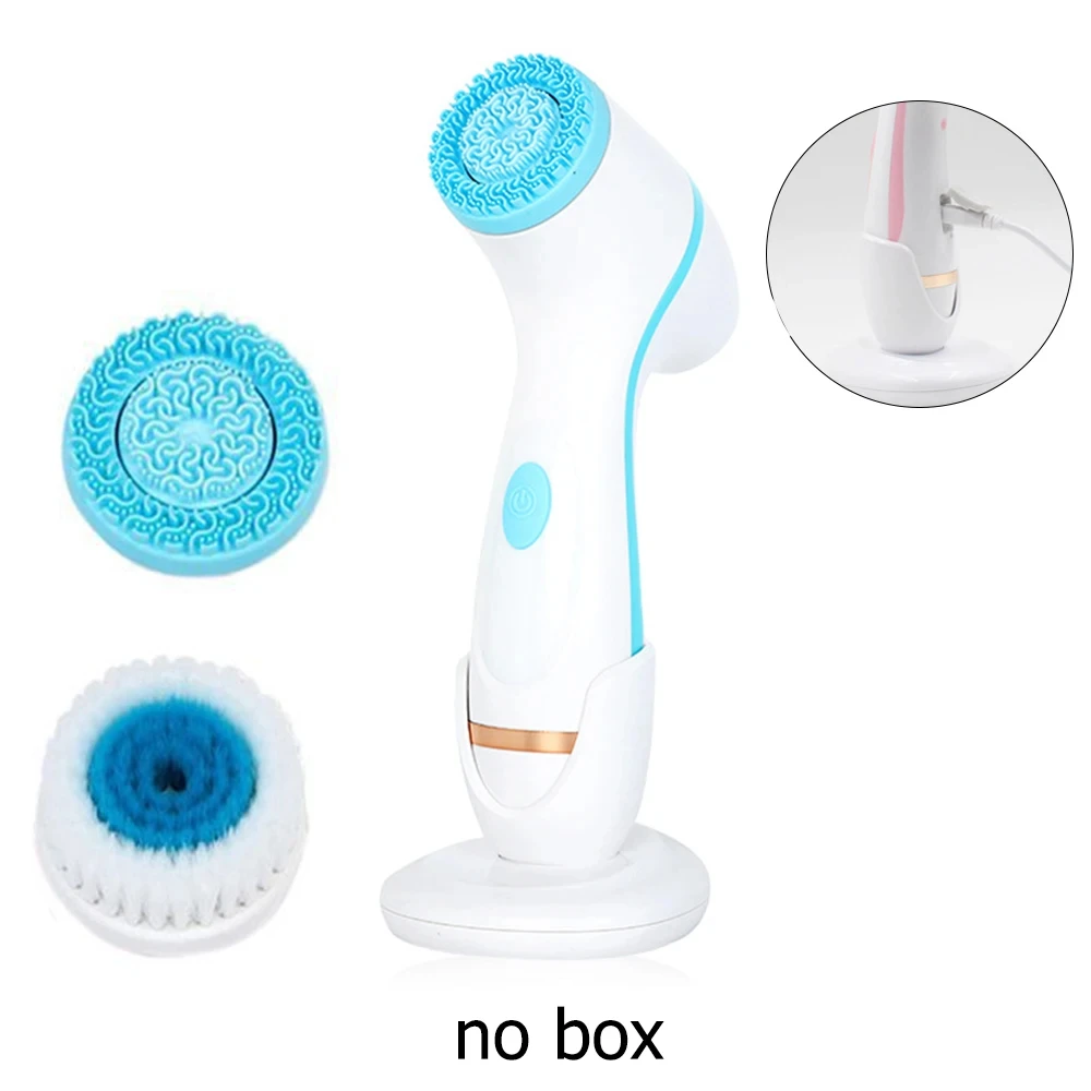 Electric Vibrate Cleanser Soft Silicone Ultrasonic Facial Cleansing Brush Exfoliator Face Massager Blackhead Remover Wash Tool