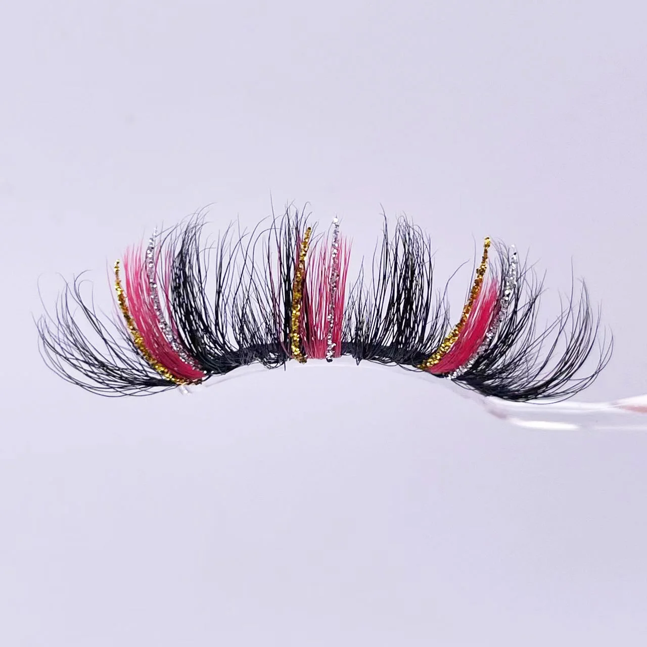 20mm/25mm Colored False Lashes Glitter Mink Eyelashes Extension 5D Pink Blue Fluffy Cruelty Free Lash red color Wholesale Makeup