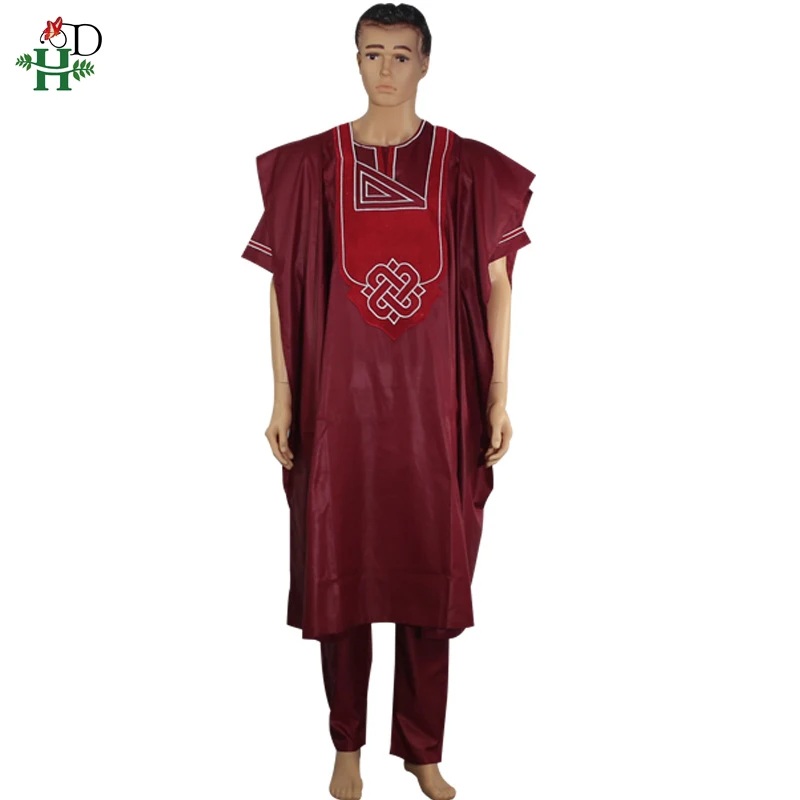 H&D African Men Clothing 3 Pieces Set Mens Dashiki Robe Shirt Pants Suit Short Sleeve T-shirt Wedding Party Attire Formal Outfit