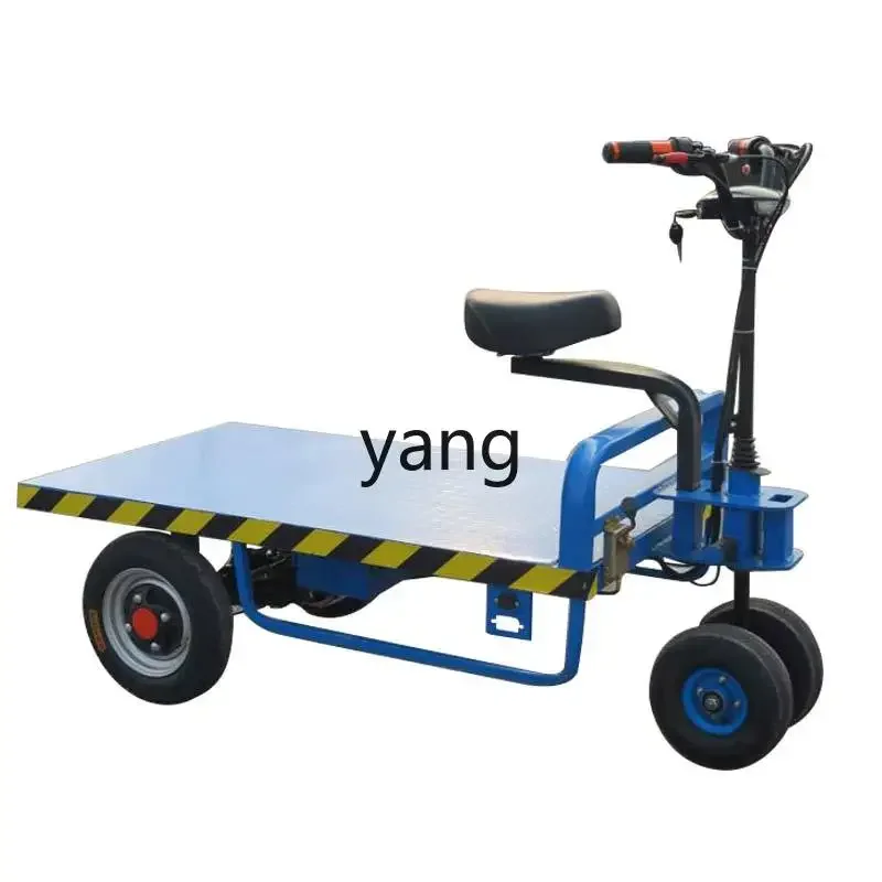 

xyy flatbed truck, reverse riding donkey, electric trolley, construction site pulling pallet