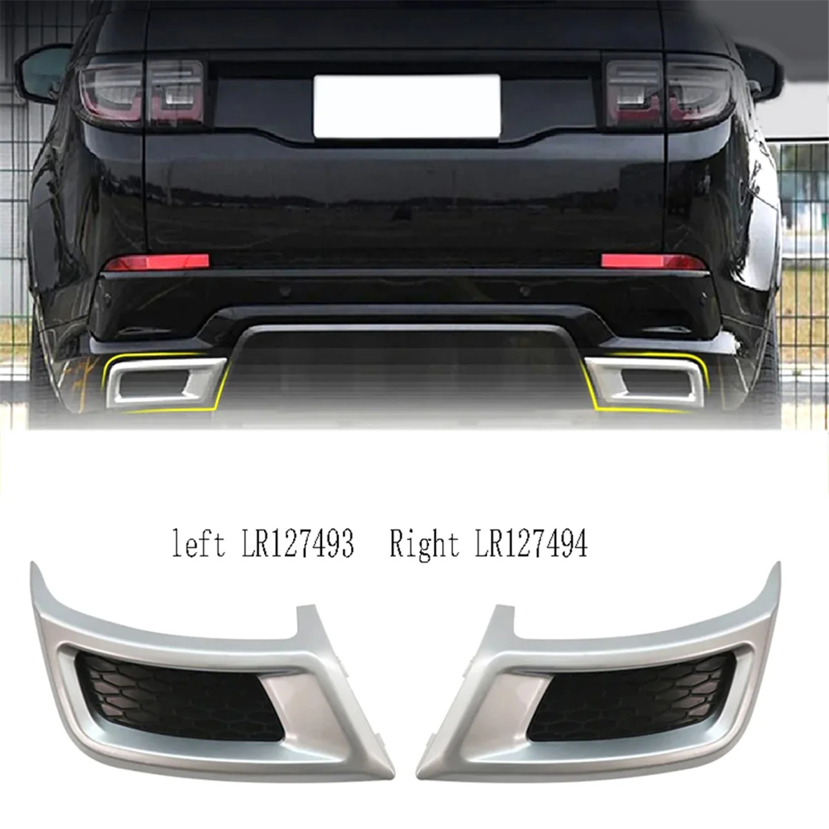 Car Rear Tail Throat Exhaust Pipe Plate Decoration Cover Trim for Land Rover Discovery Sport 2020-2023 Left LR127493