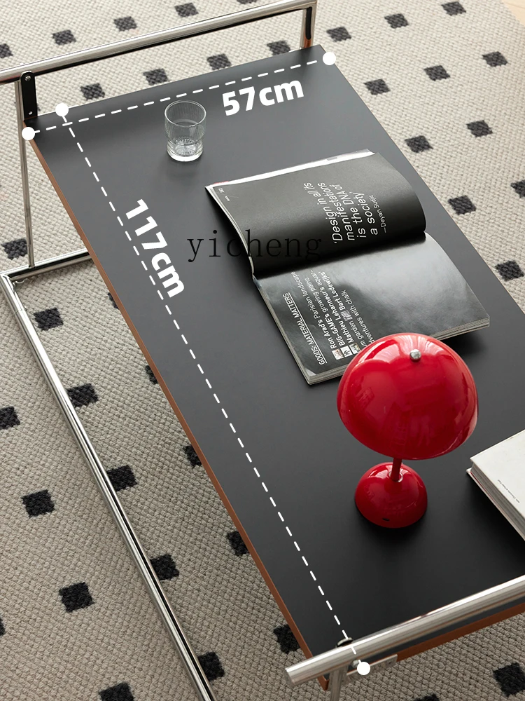 DSA retro multi-functional coffee table living room household solid wood stainless steel tea table deformable desk