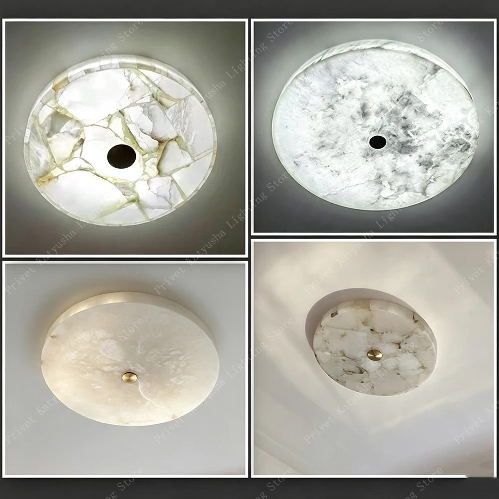 2026 Splice Marble Ceiling Lights Home Decor Ceiling Lamp White Alabaster Designer Thin Ceiling Chandelier