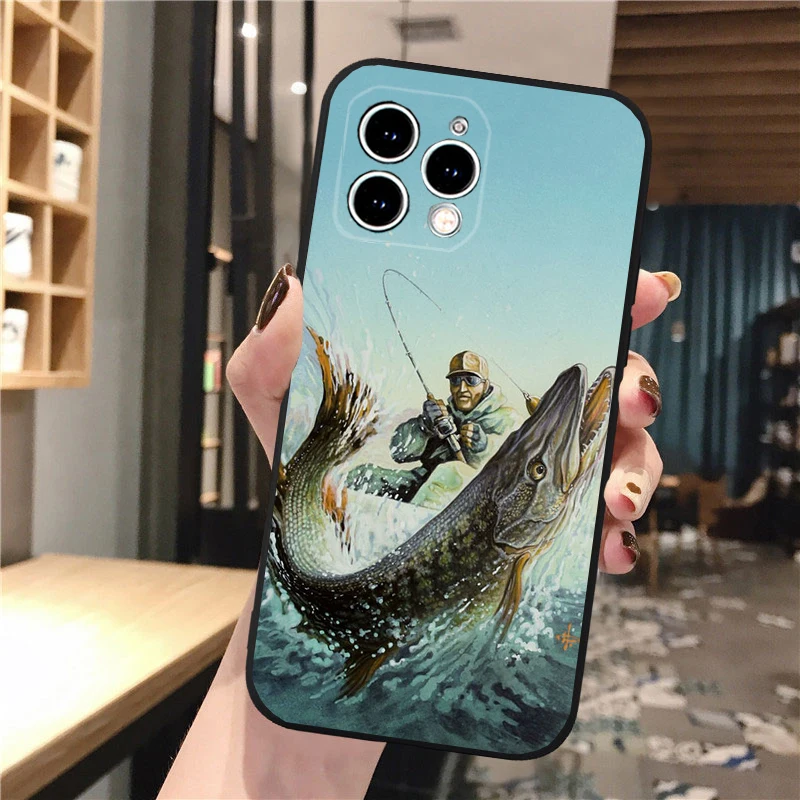 Bass Fish Fisherman Phone Case For iphone 16 15 14 Pro Max 16 15 14 13 12 Pro 15Plus iphone 11 Shell