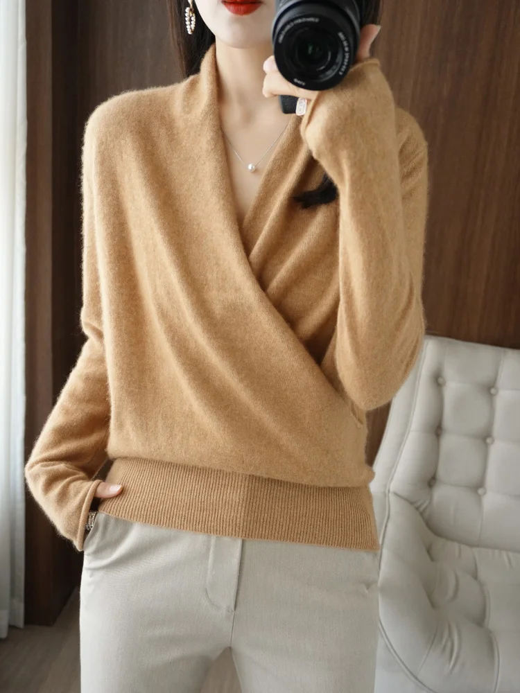 BELIARST 100% pure wool cardigan ladies V-neck top spring and autumn new thin cashmere sweater casual knitted loose female Jake