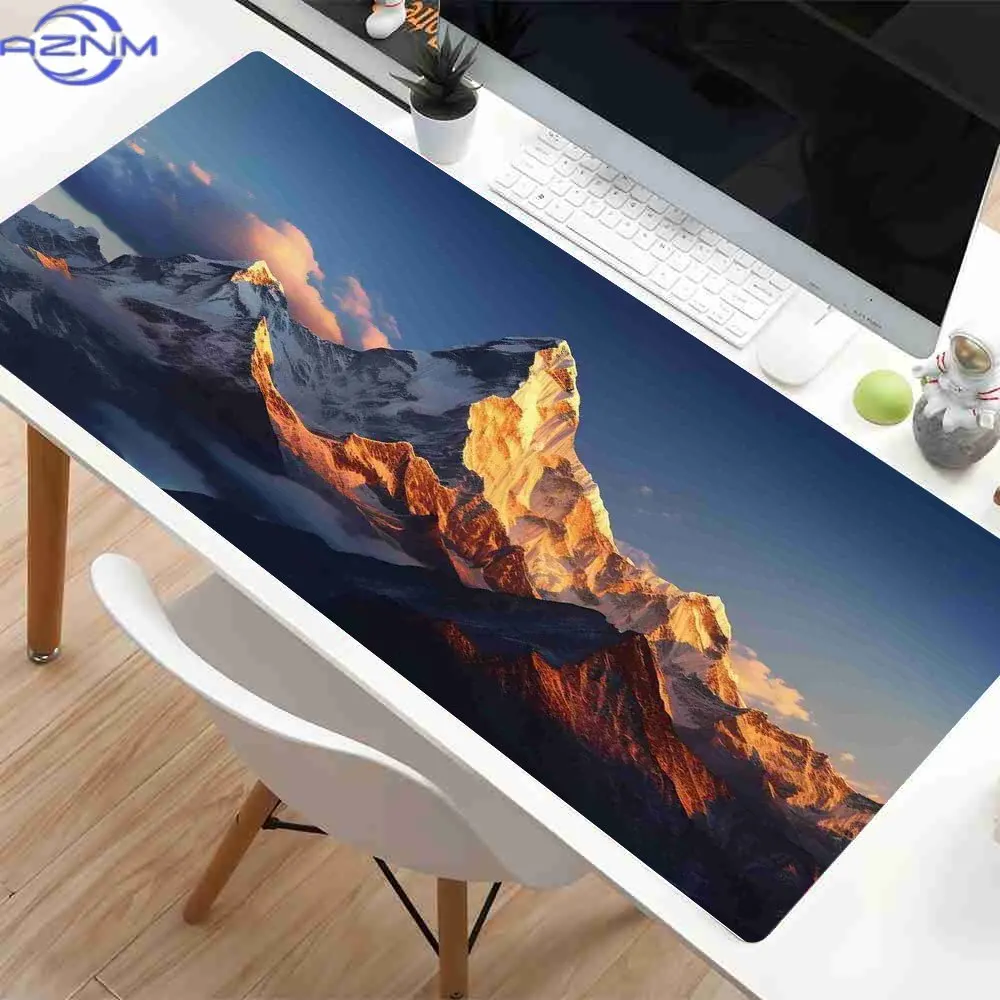1pc Snow-Capped Mountain Peak Mouse Pad & Office Desk Mat - Non-Slip Surface, Thick 3mm Durable Polyester & Rubber Base, Vibrant