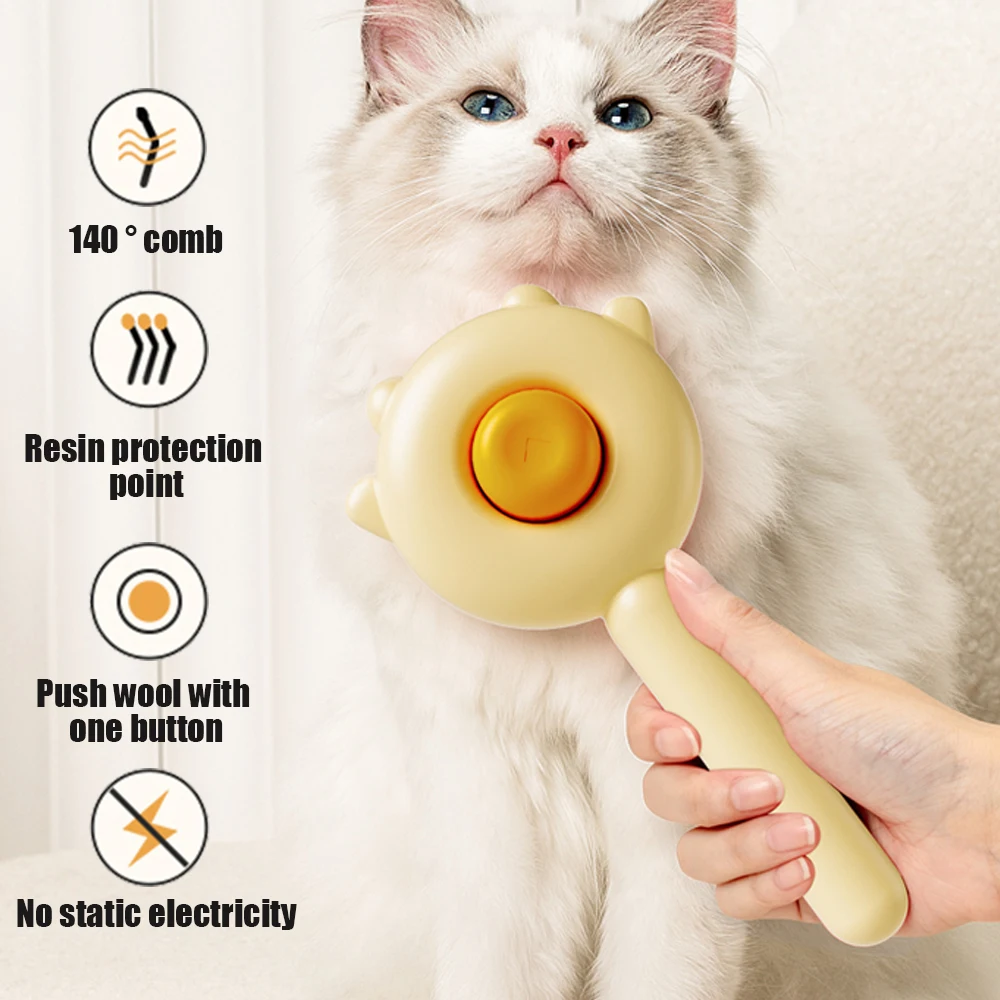 Selbstreinigende Fellbürste für Hunde & Katzen, Pflegekamm zum Entfernen von Verfilzungen, Unterwolle & zur Massage