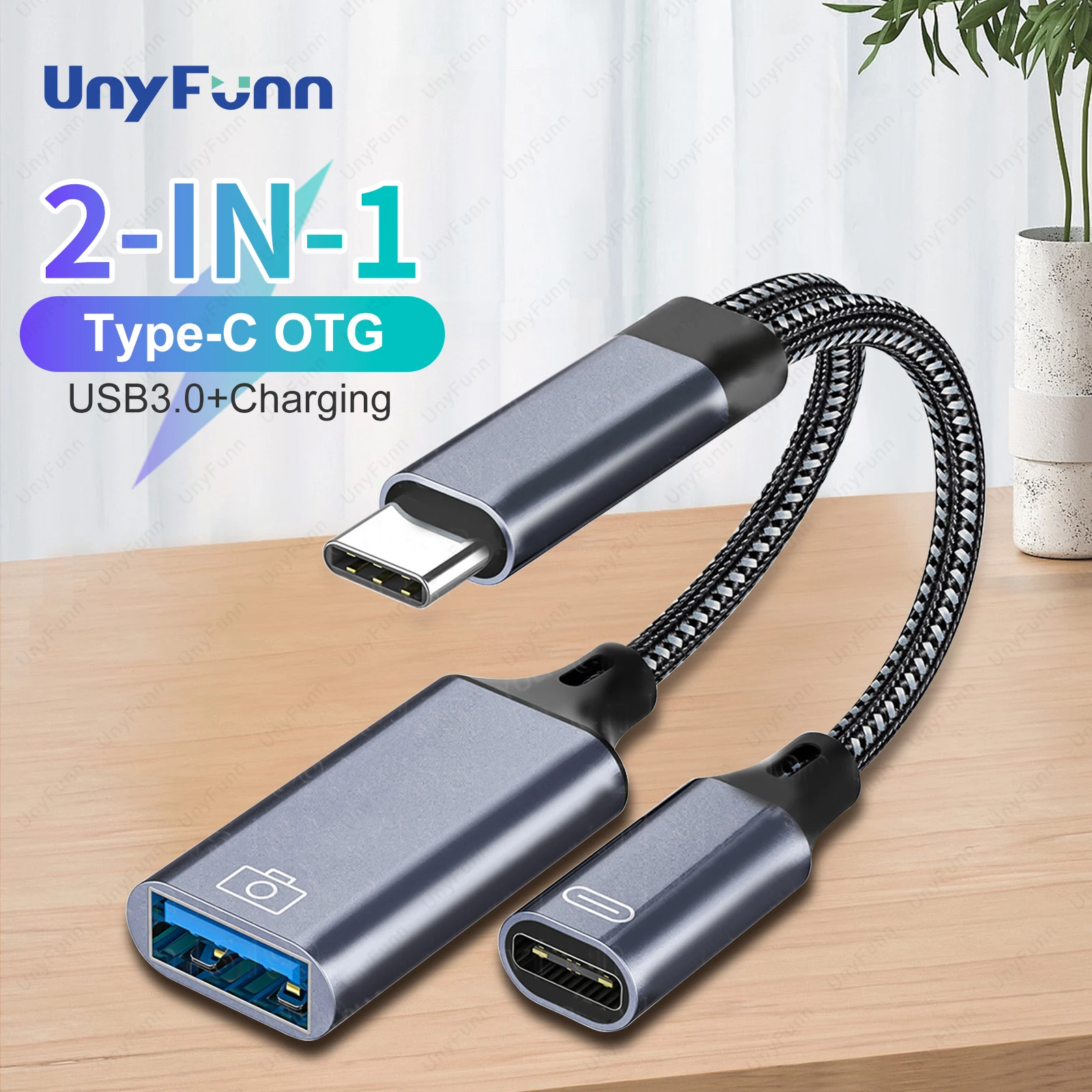 2 in 1 Type C to USB A Adapter with PD Charging Port USB C OTG Cable Phone Adapter for Samsung Huawei iPhone15 pro Laptop Tablet