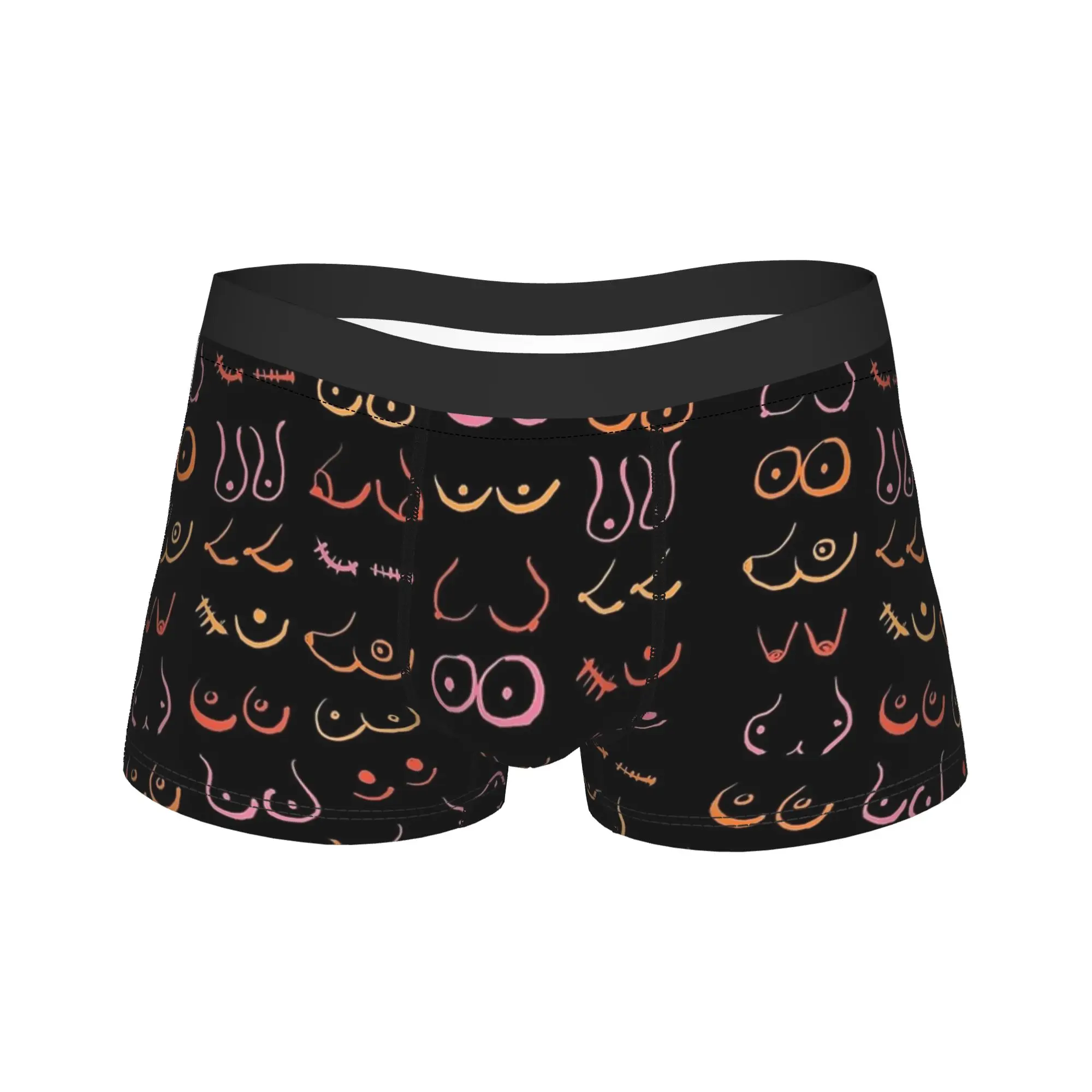 Neon Boobs Drawing Underwear  Print Boxer Shorts Hot Sale Men Underpants Comfortable Shorts Briefs Gift