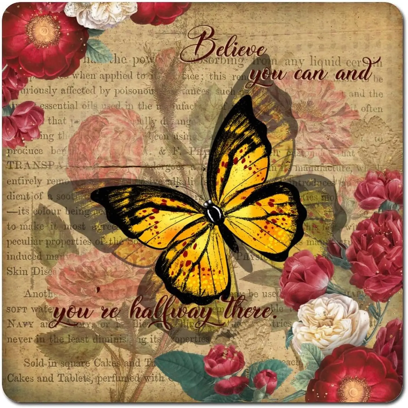 Vintage Metal Sign Believe You Can Butterfly Tin Signs You're Halfway There Flower Custom Made Signs Room Decor 12 In