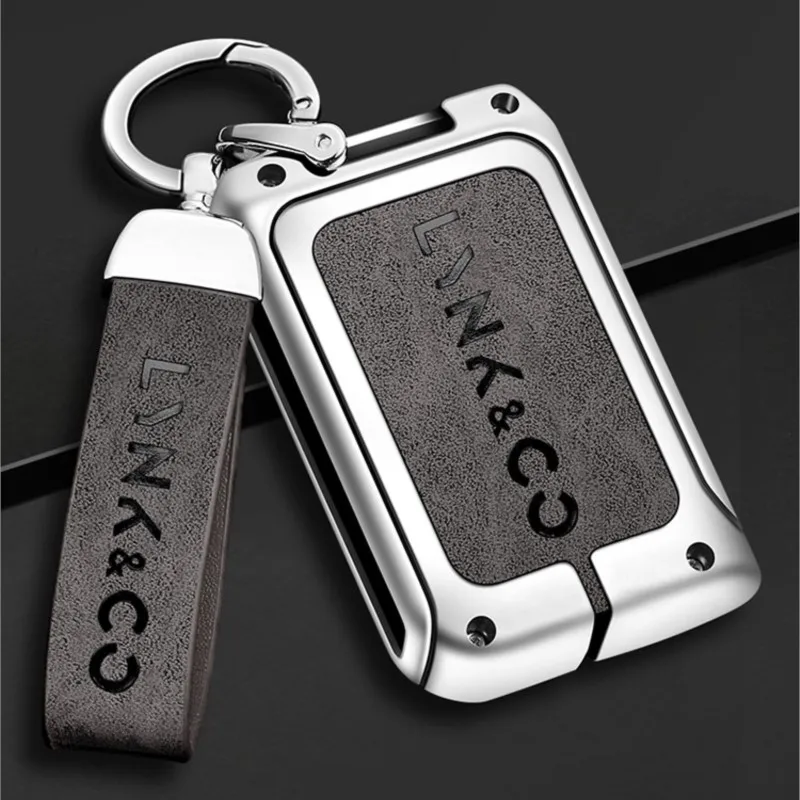 

Zinc Alloy Leather Car Smart Remote Key Case Fob Cover Protector Holder Shell Bag For Lynk&Co 05 06 09 Keychain Accessories