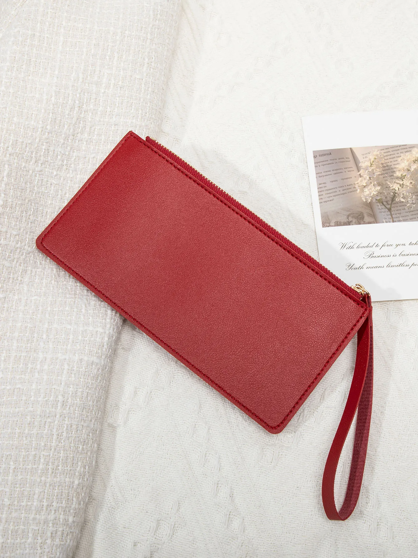 Simple and stylish women\'s long card bag ultra-thin mini PU leather solid color handbag women\'s credit card holder wallet