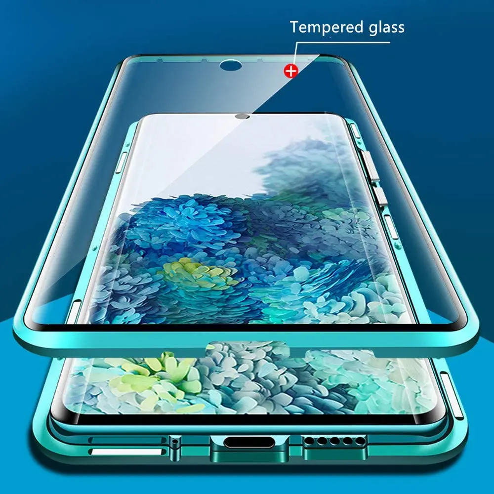 Magnetic Adsorption Metal Case For Huawei P30Pro P30Lite P40Pro P50 P20 P20Pro Mate50 Cover With Double-Sided Tempered Glass