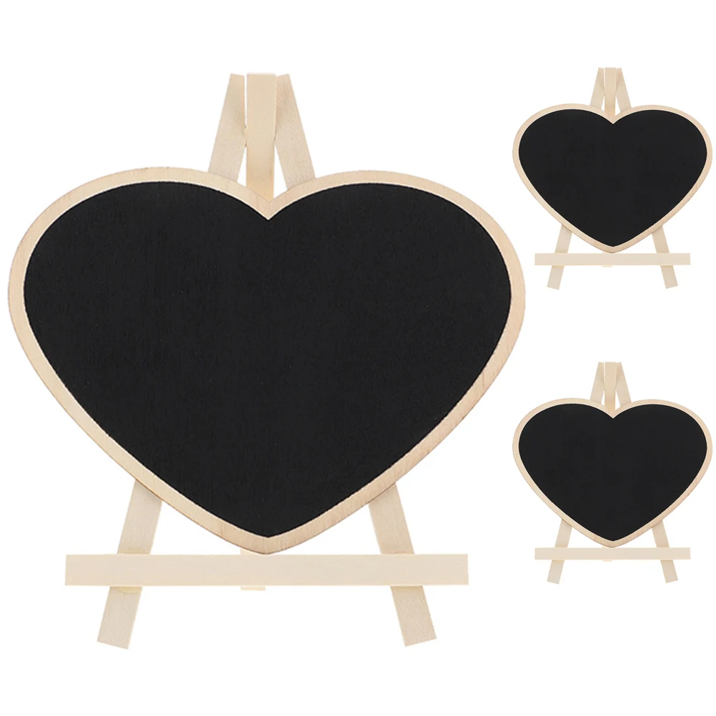

3pcs Wooden Chalkboard Heart Blackboard Memo For Writing Graffiti Reusable Erasable Freestanding Mini Chalk Boards Students