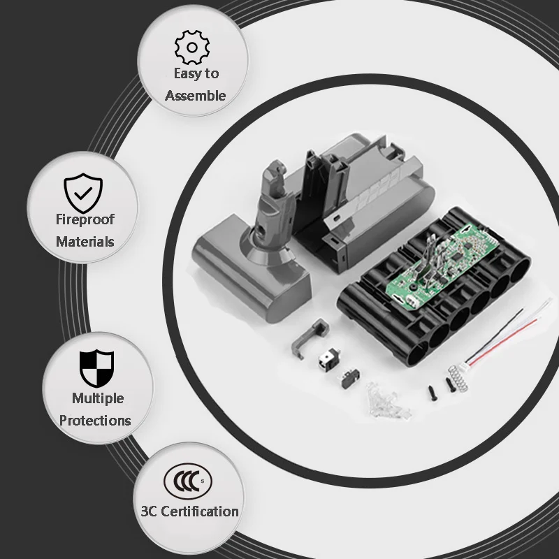 

Victpower New Replacement For Dyson V6 21.6V Vacuum Cleaner Lithium Battery Casing Material/PCB protection Board