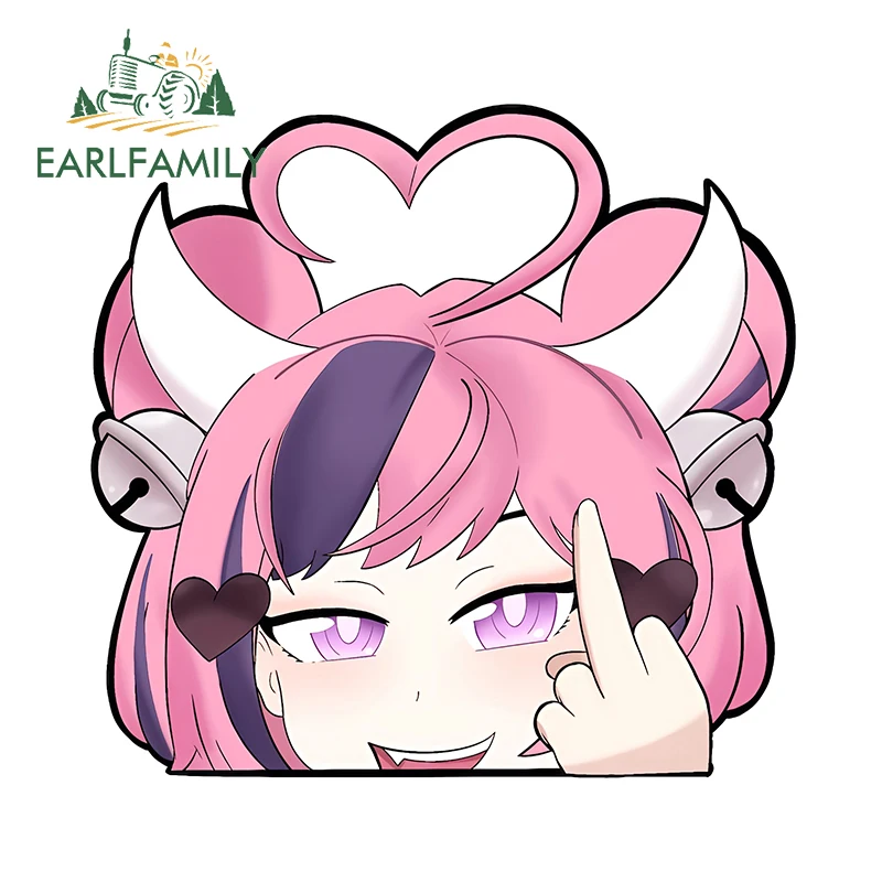 EARLFAMILY Ironmouse Chibi Peeker Car Sticker Despise Anime JDM Creative Stickers Peeking Amusing Decal Laptop Decoration
