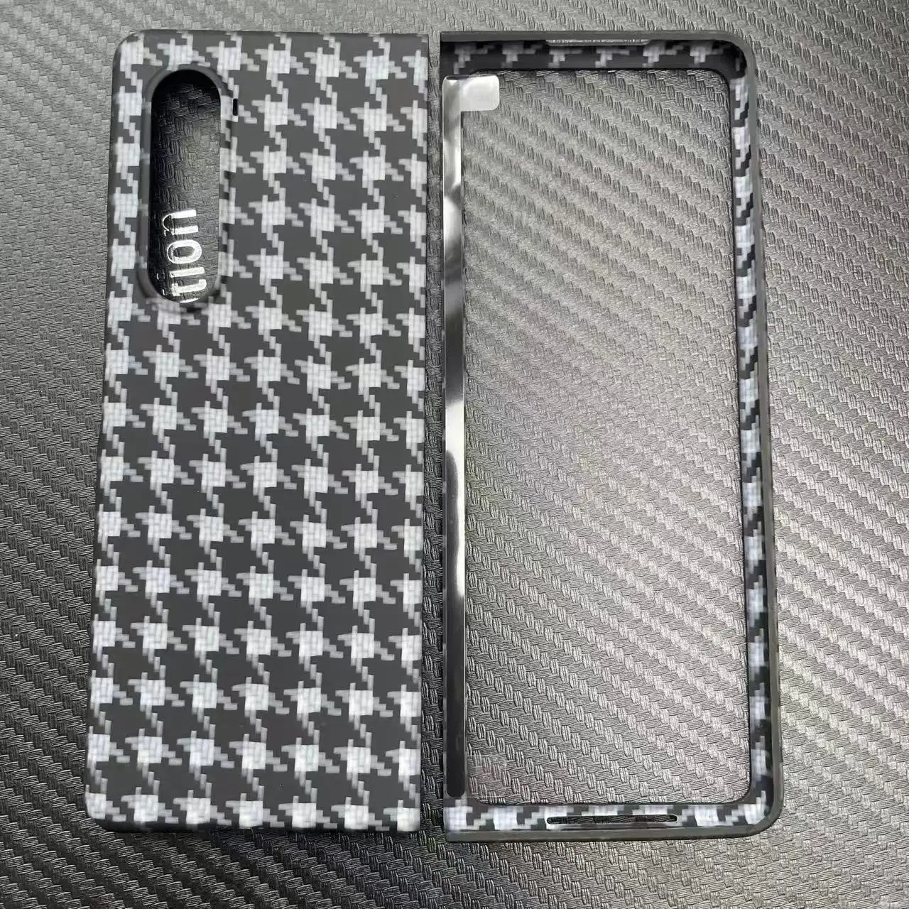 AKATIP For Samsung Galaxy Z fold 3 / 4 / 5 aramid fiber case W23 / 24 checkered carbon fiber light weight full cover male