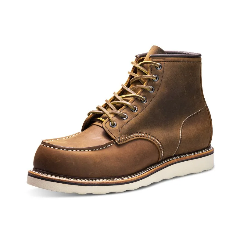 

Genuine Leather British Style Lace Up High Top Western Boots Men's Platform Shoes Handmade Motorcycle Desert Ankle Boots Male