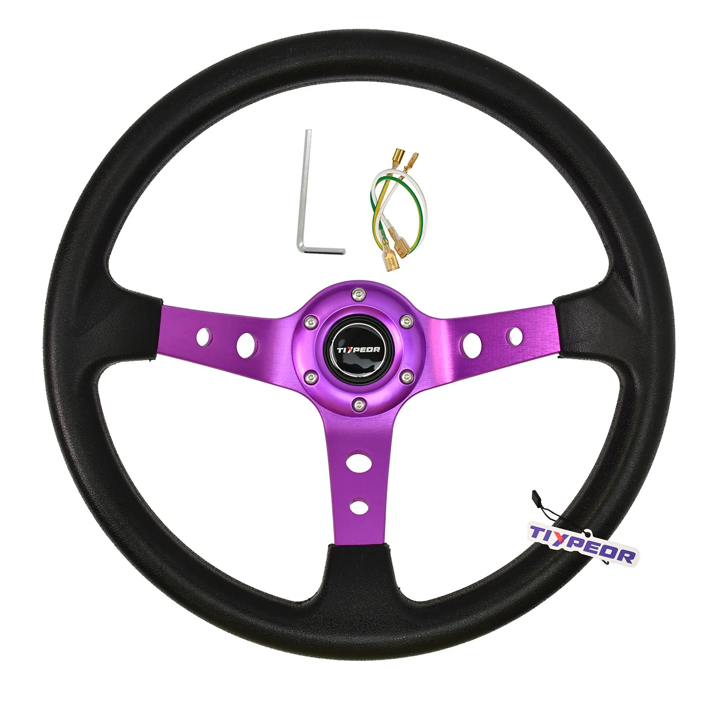 

TIYPEOR PU 350mm 14 Inch steering wheel universal car steering wheel with multiple color options