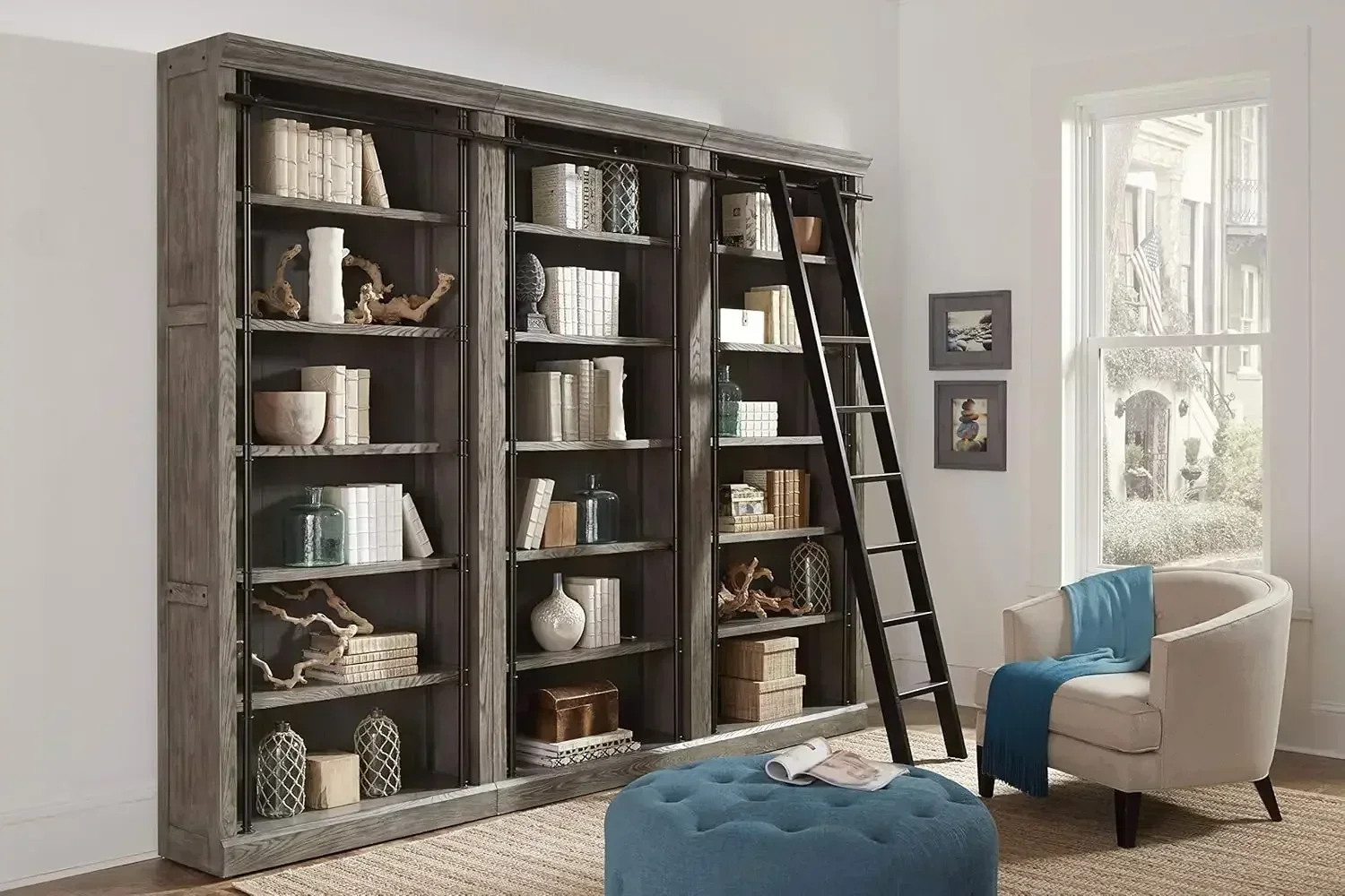 （XMSJ-Hot）Avondale 3 Bookcase Wall Gray