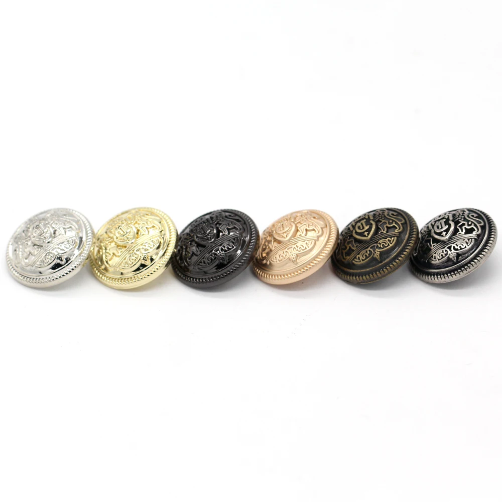 EQUBO 6Pcs 15/20/23/25mm Classical British Style Shield Gold Metal Buttons for Clothes Vintage Coat Jacket Blazer High Quality