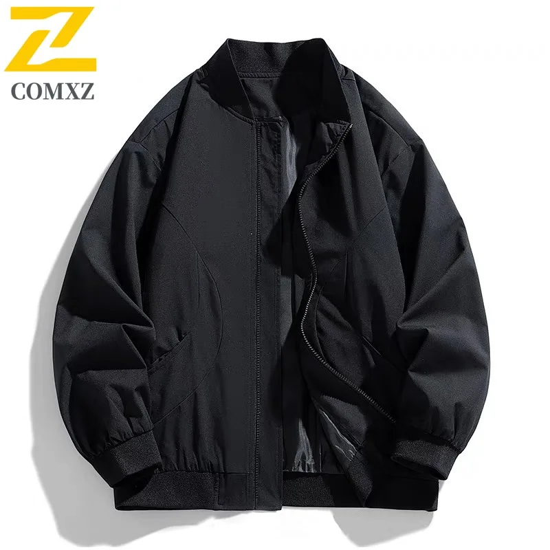 

COMXZ Chaqueta сплошной цвет бейсбольный воротник повседневная мужская ветровка для бега и путешествий походная минималистичная универсальная верхняя одежда
