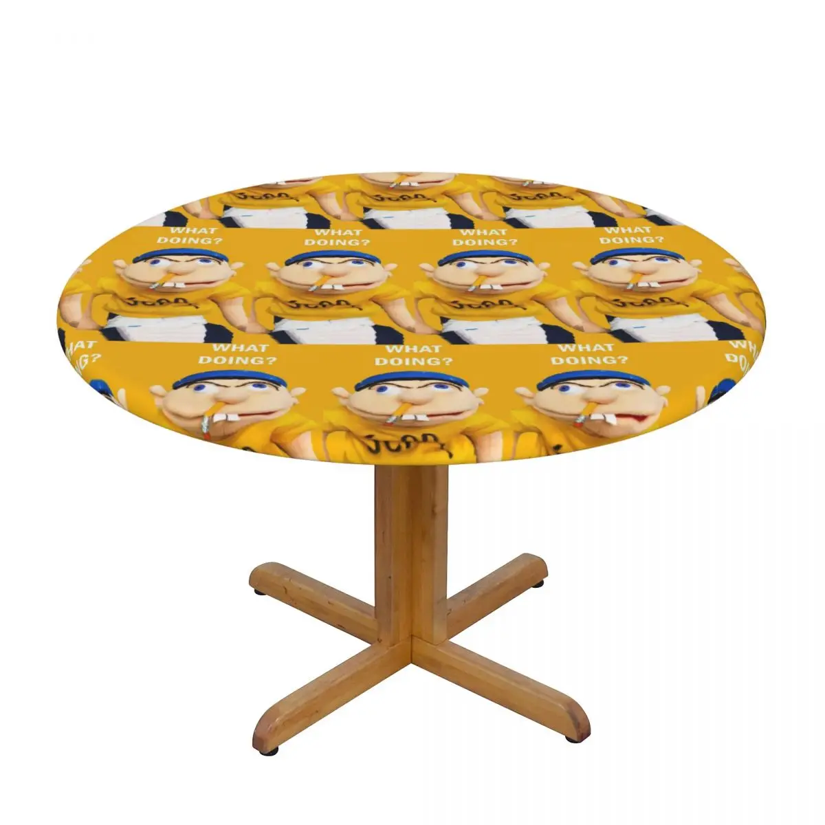 Jeffy Puppet Waterproof Round Tablecloth Oilproof Table Cloth for Kitchen Events Dining Table Cover