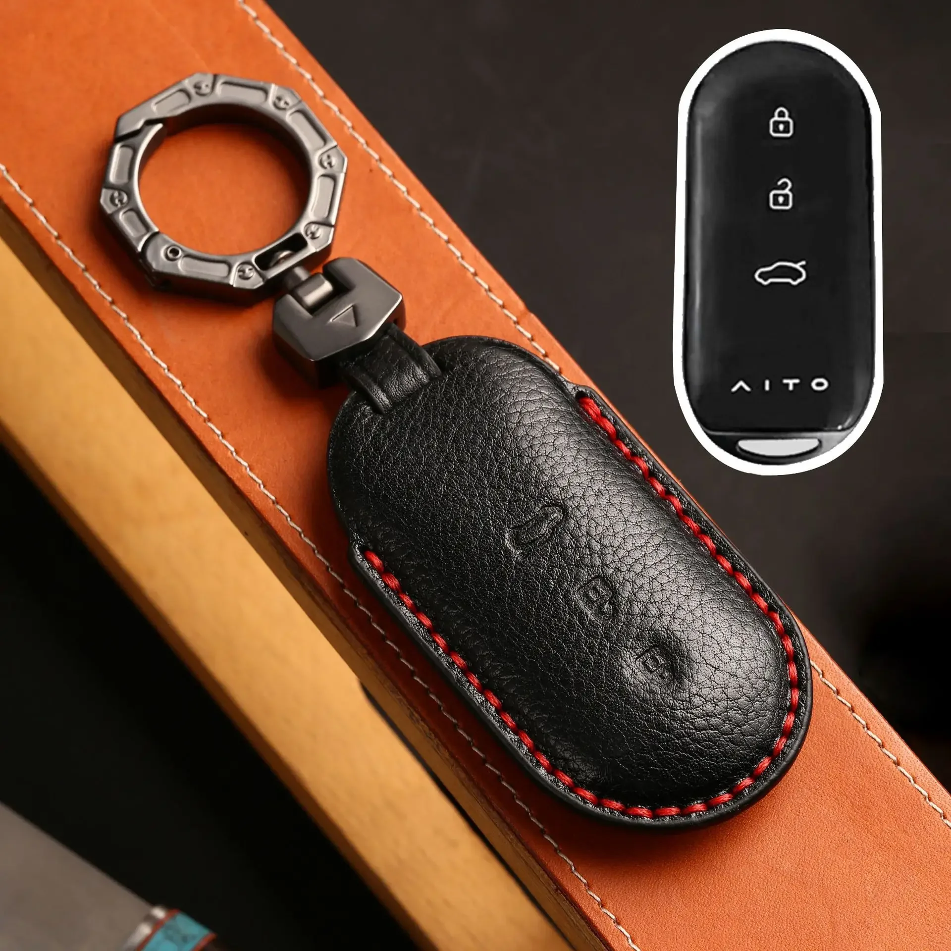 

1pc Car Remote Key Case For Aito M5 M7 M9 2022 2023 2024 3 Buttons Smart Cover Shell Keychain Auto Interior Accessories