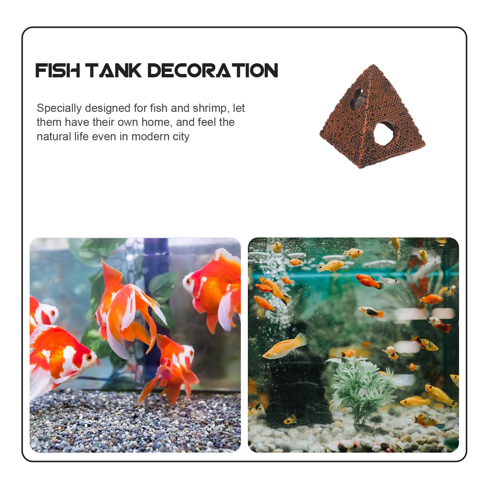 Pyramid Aquarium Habitat Resin Fish Tank Decor Long-Lasting Simulated for Shrimp Fish Home Decoration