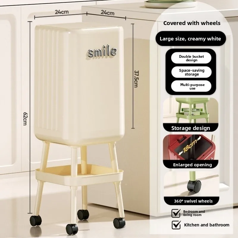 

Кухонное мусорное ведро с большой емкостью, высокое, с крышкой без необходимости наклоняться, для дома, полукруглое, из материалов PP, PET, ABS