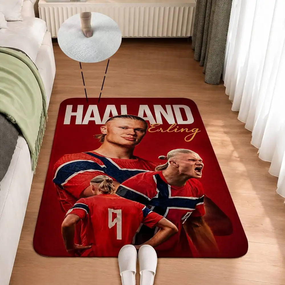 Norwegian E-Erling Haaland-NO9 Short Plush Bathroom Door Mat, Hallway Decor Rug, Home Entry Welcome Floor Mat