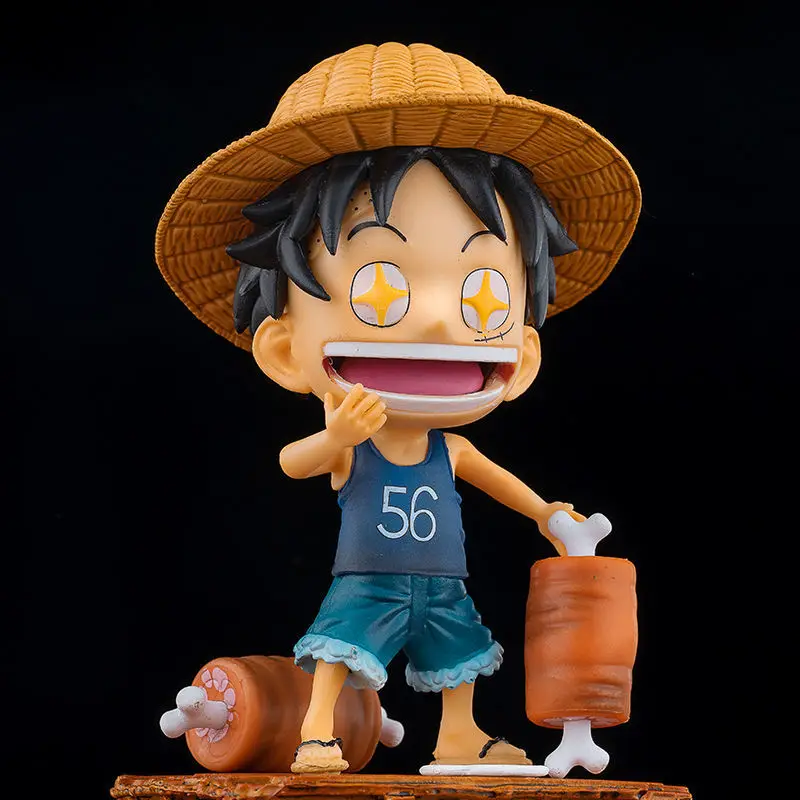 2022 News One Piece Anime GK Cute Eat Meat Luffy  Childhood PVC Action Figures Birthday Present Collectible Model Kids Toys Doll