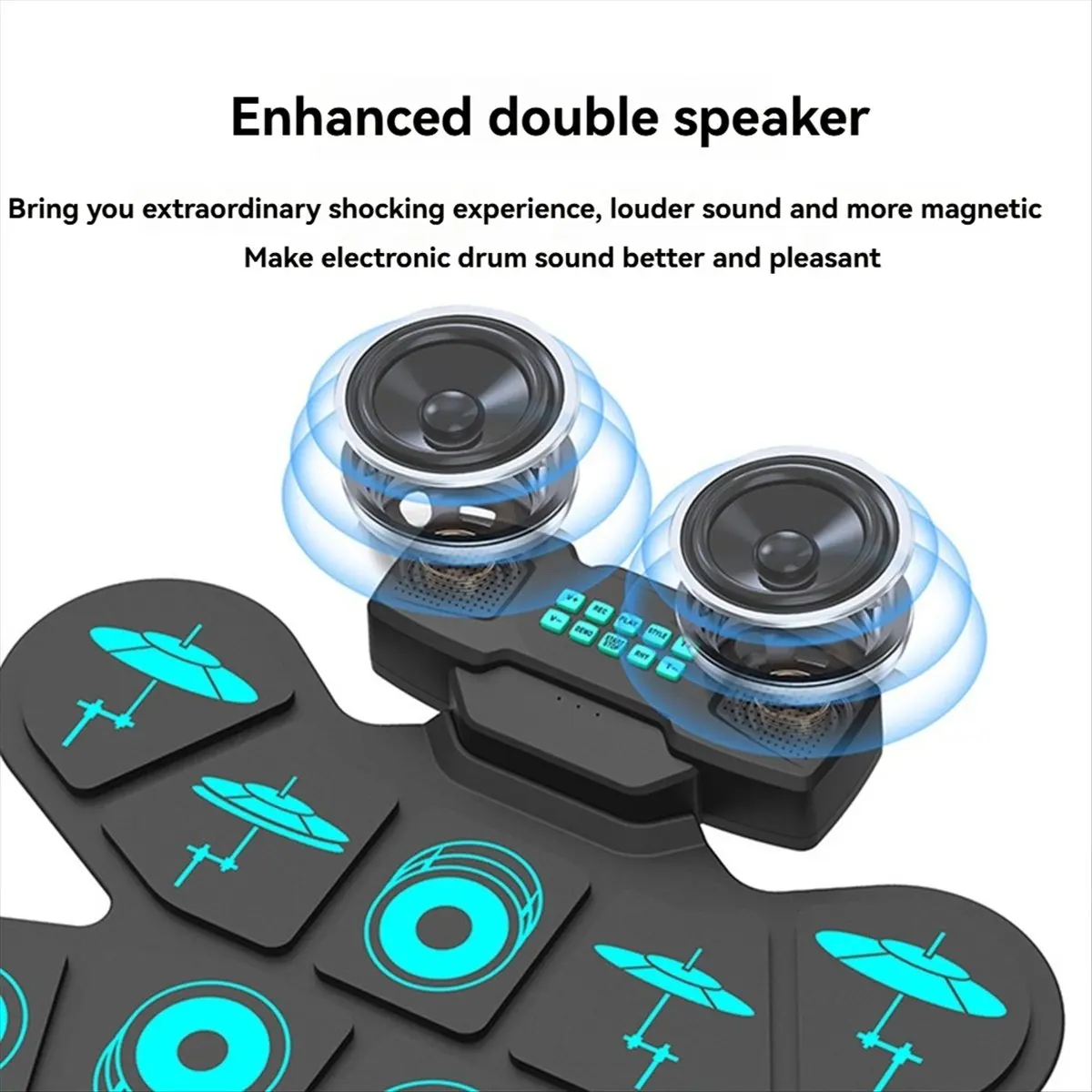 

Y688A HOT Electronic Drum Set Hand Roll Drum 9 Pads Dual Speaker Rechargeable Practice Pad Drum Kit with Drumsticks Foot Pedal