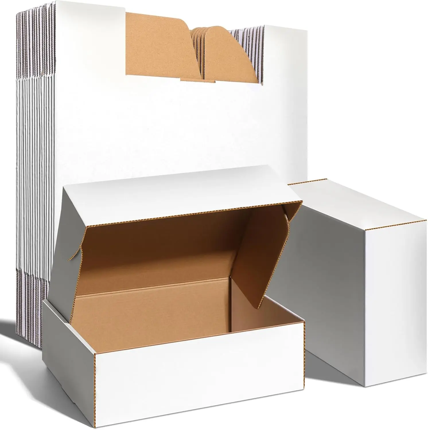 

White Corrugated Cardboard Boxes 12x9x4 Inch, 5 Pack Small Mailing Boxes for Shipping, Gift Wrapping, Storage