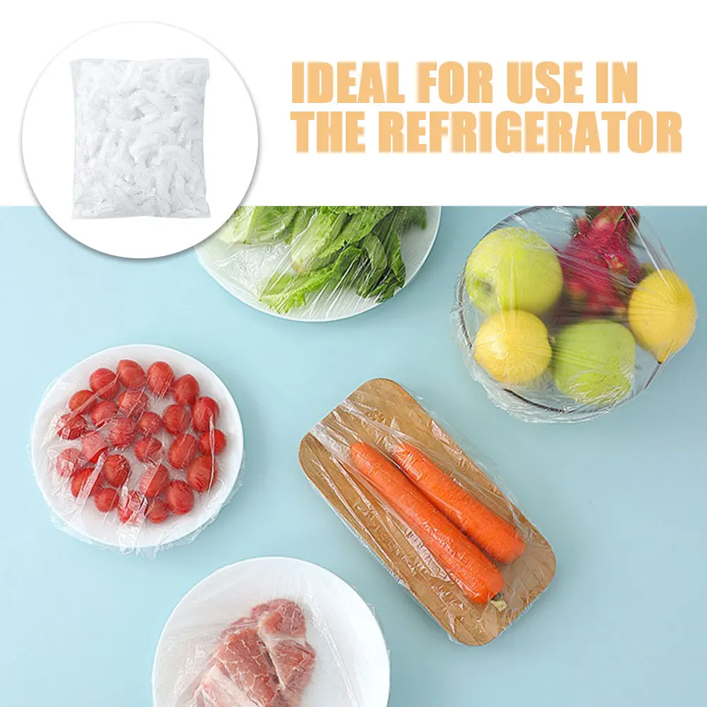 100 قطعة من أغطية الأطباق البلاستيكية أغطية تخزين المواد الغذائية المرنة حفظ الطازجة لقايا المطبخ الخبز غطاء وعاء بلاستيكي للخبز