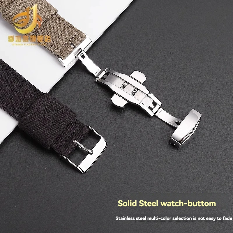 18mm 20mm 22mm Thickened Canvas Watch Strap for Citizen Casio Seiko No.5 Outdoor Sports Nylon Strap Waterproof Sports Wristband